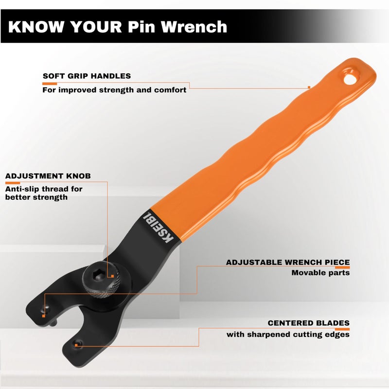 KSEIBI 689048 Universal Adjustable Pin Angle Grinder Wrench for Flange Grinder Tool Machine from 4 Inch - 9 Inch Spanner - Image 2